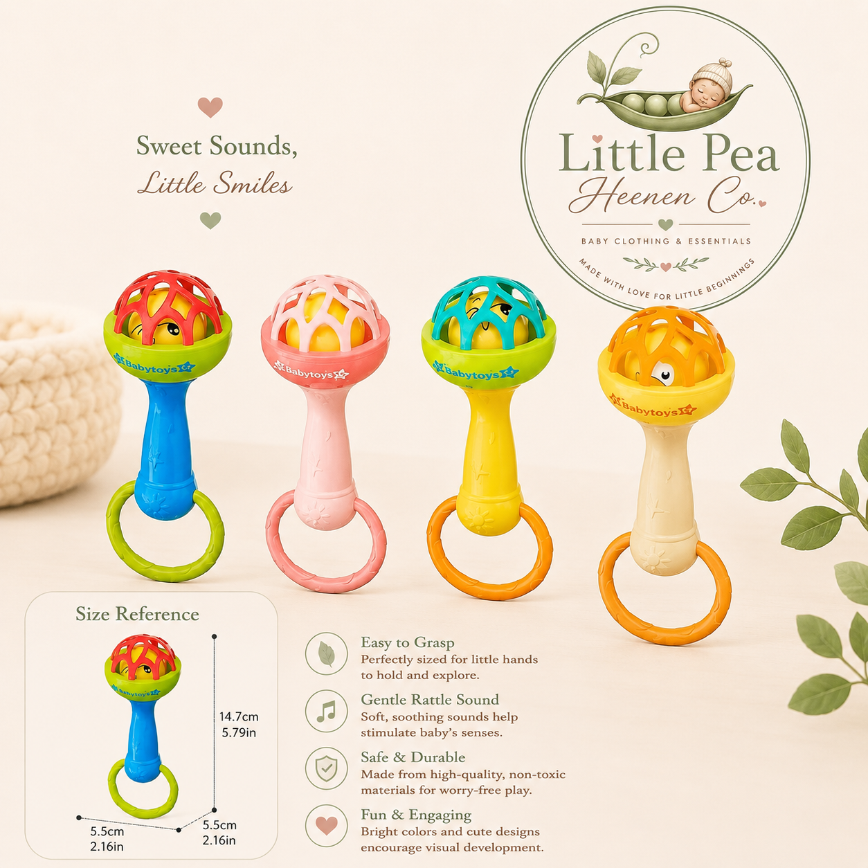 4-Piece Baby Handheld Rattle Set