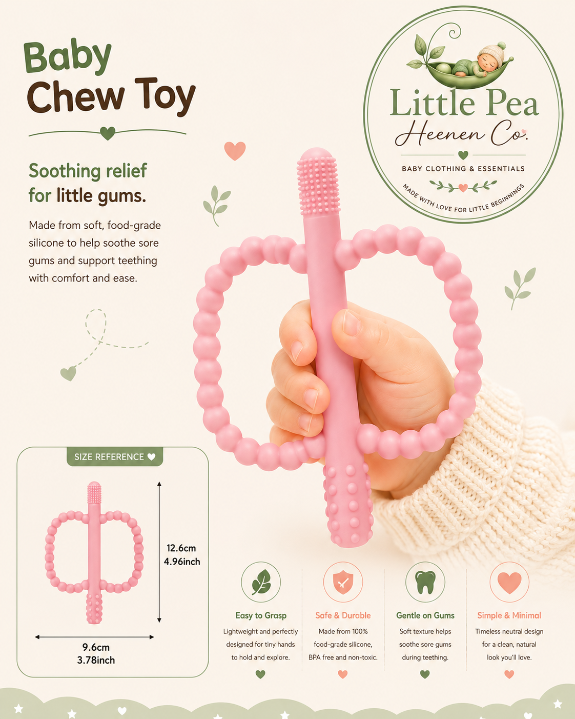 Baby Chew Toy / Silicone Teether — Pink